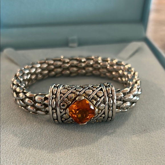 Mx Elegant Silver Bracelet with Orange Gemstone - Picture 1 of 3